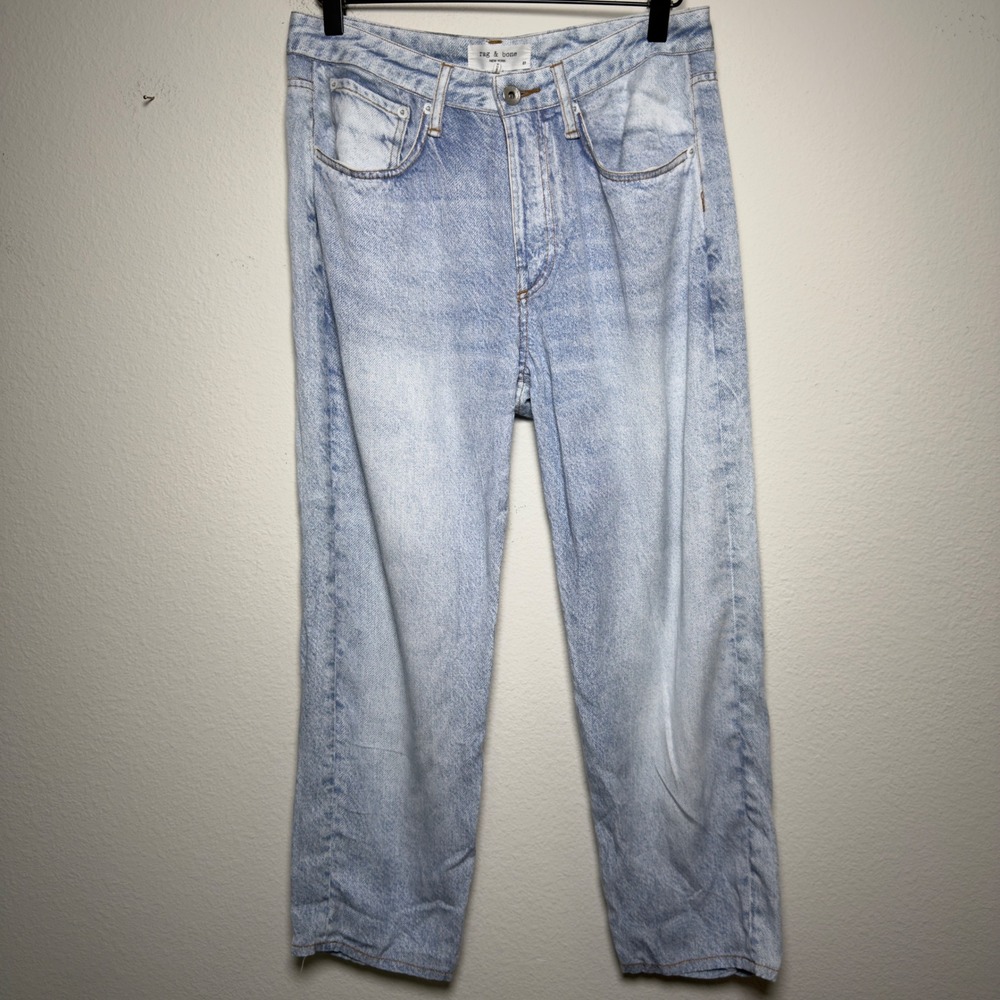 Rag & Bone Women Miramar 100% Tencel Jeans 27" Light Acid Wash High Straight